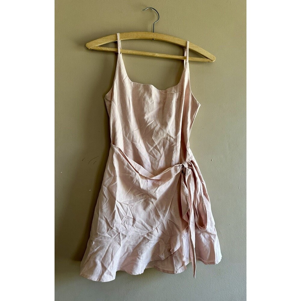 Princess Polly Womens Size 2 XS Cottage Hill Mini Dress Pink Wrap Dress Cotton